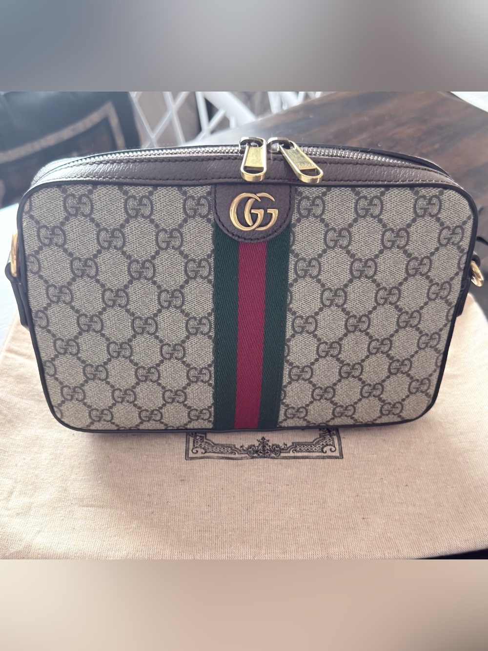 Gucci Brown GG Supreme Belt Bag with Green and Red Web Stripe - Picture 2 of 16